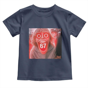 67 Mason Kid Glitchcore Graphic Toddler T Shirt Screaming Boy Six Seven Viral Meme Devil Edit TS02 Navy Print Your Wear