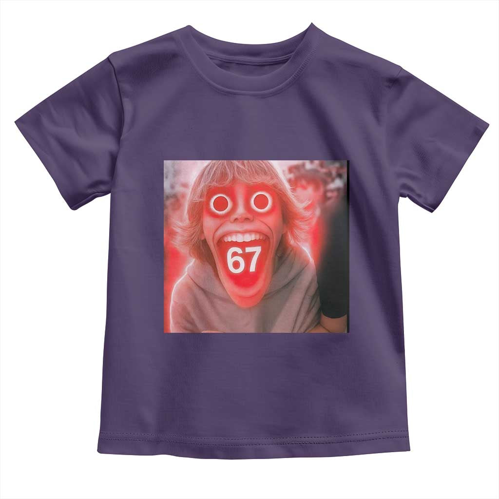 67 Mason Kid Glitchcore Graphic Toddler T Shirt Screaming Boy Six Seven Viral Meme Devil Edit TS02 Purple Print Your Wear