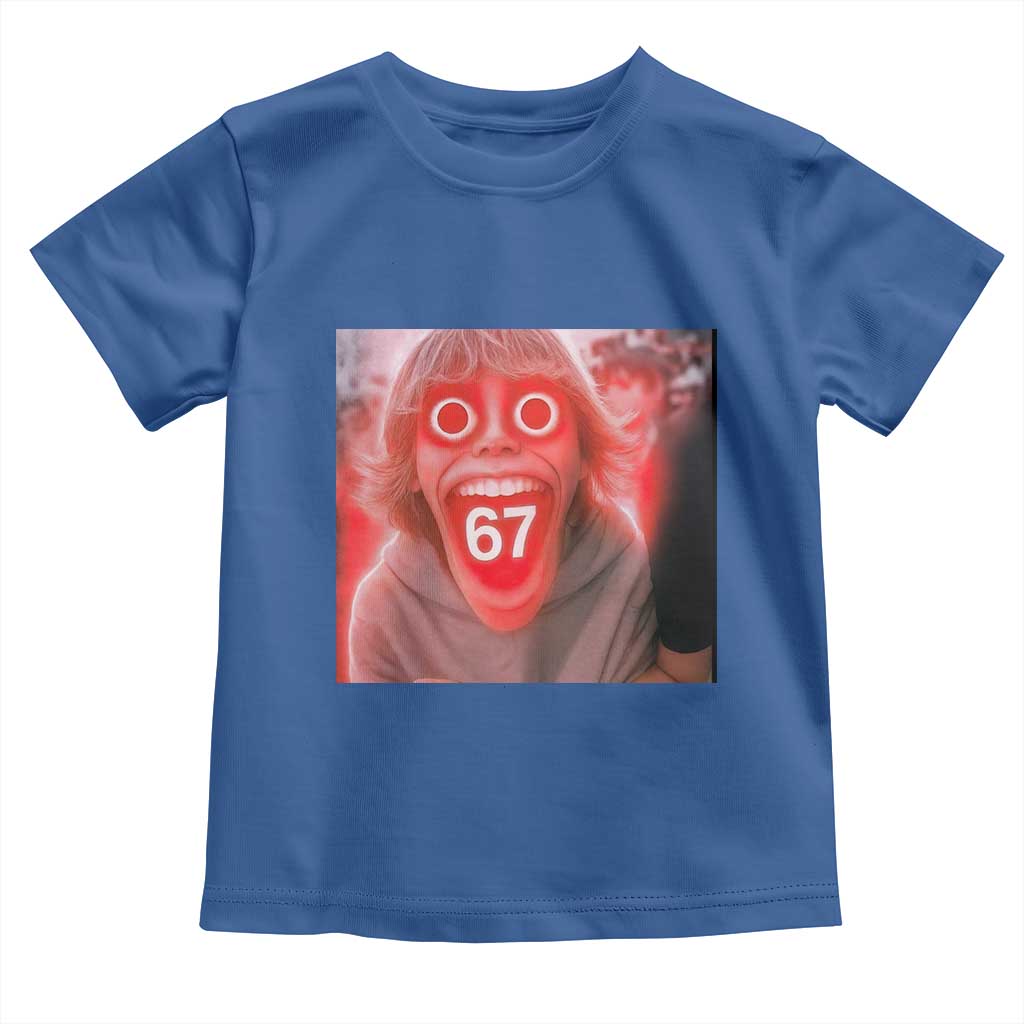 67 Mason Kid Glitchcore Graphic Toddler T Shirt Screaming Boy Six Seven Viral Meme Devil Edit TS02 Royal Blue Print Your Wear