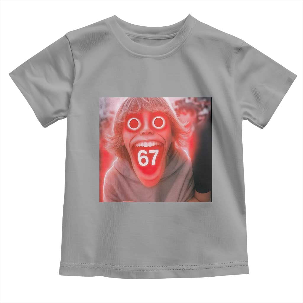 67 Mason Kid Glitchcore Graphic Toddler T Shirt Screaming Boy Six Seven Viral Meme Devil Edit TS02 Sport Gray Print Your Wear