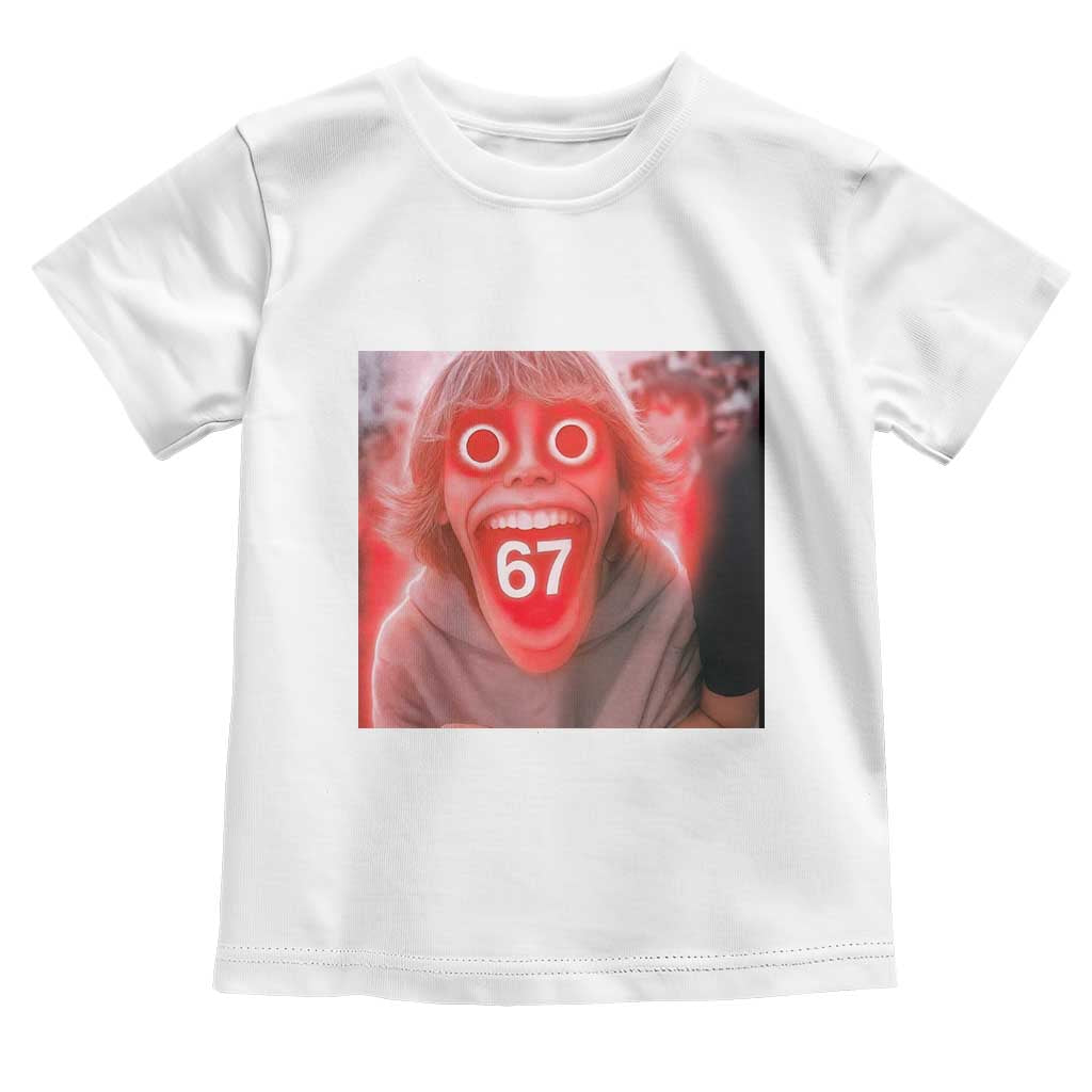 67 Mason Kid Glitchcore Graphic Toddler T Shirt Screaming Boy Six Seven Viral Meme Devil Edit TS02 White Print Your Wear