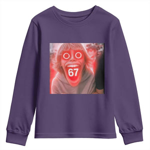 67 Mason Kid Glitchcore Graphic Youth Sweatshirt Screaming Boy Six Seven Viral Meme Devil Edit TS02 Purple Print Your Wear