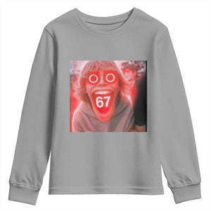 67 Mason Kid Glitchcore Graphic Youth Sweatshirt Screaming Boy Six Seven Viral Meme Devil Edit TS02 Sport Gray Print Your Wear