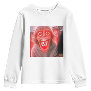 67 Mason Kid Glitchcore Graphic Youth Sweatshirt Screaming Boy Six Seven Viral Meme Devil Edit TS02 White Print Your Wear
