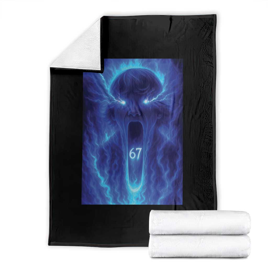 Six Seven Energy Overload Graphic Throw Blanket 67 Mason Kid Analog Horror Meme TS02 Black Print Your Wear