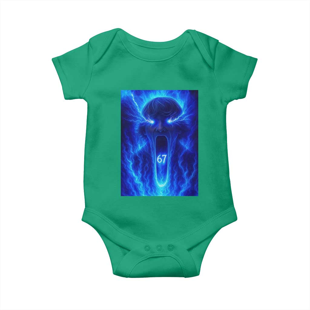 Six Seven Energy Overload Graphic Baby Onesie 67 Mason Kid Analog Horror Meme TS02 Irish Green Print Your Wear