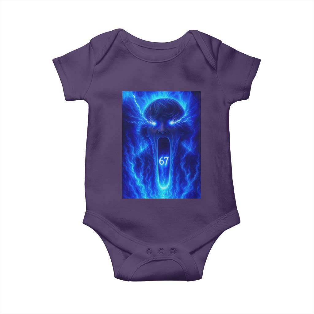 Six Seven Energy Overload Graphic Baby Onesie 67 Mason Kid Analog Horror Meme TS02 Purple Print Your Wear