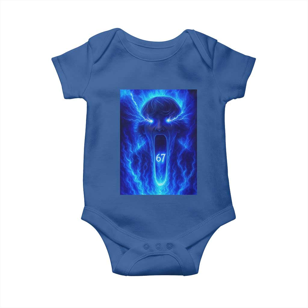 Six Seven Energy Overload Graphic Baby Onesie 67 Mason Kid Analog Horror Meme TS02 Royal Blue Print Your Wear