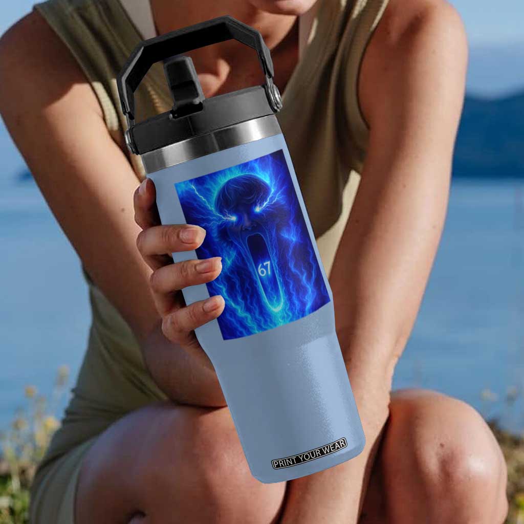 Six Seven Energy Overload Graphic Flip Straw Tumbler 67 Mason Kid Analog Horror Meme TS02 One Size: 30 oz Light Blue Print Your Wear
