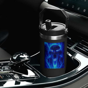 Six Seven Energy Overload Graphic Flip Straw Tumbler 67 Mason Kid Analog Horror Meme TS02 Print Your Wear