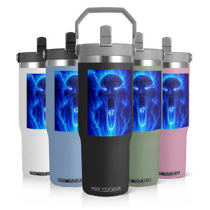 Six Seven Energy Overload Graphic Flip Straw Tumbler 67 Mason Kid Analog Horror Meme TS02 Print Your Wear