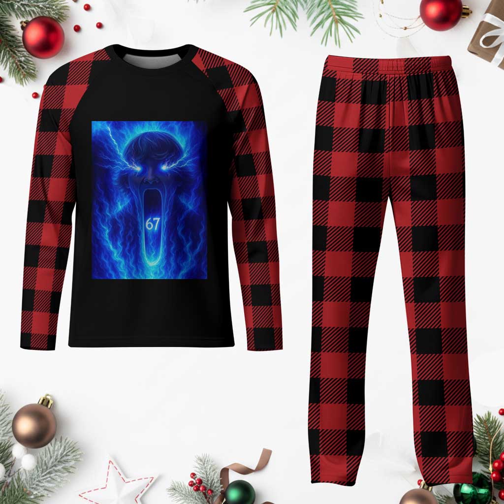 Six Seven Energy Overload Graphic Plaid Pajama Set 67 Mason Kid Analog Horror Meme TS02 Buffalo Plaid Print Your Wear