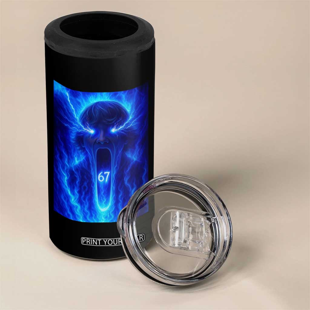 Six Seven Energy Overload Graphic 4 in 1 Can Cooler Tumbler 67 Mason Kid Analog Horror Meme TS02 Print Your Wear