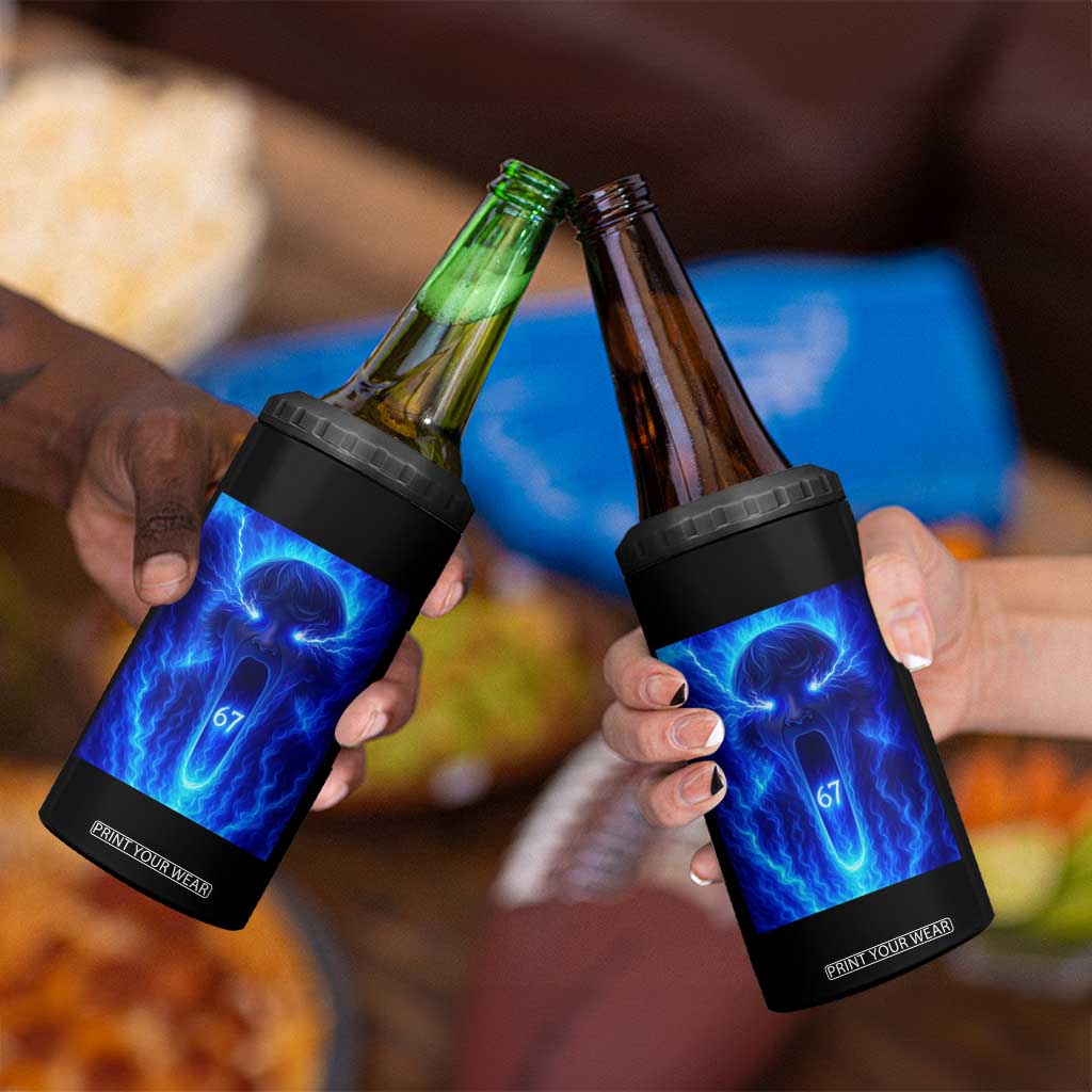 Six Seven Energy Overload Graphic 4 in 1 Can Cooler Tumbler 67 Mason Kid Analog Horror Meme TS02 Print Your Wear