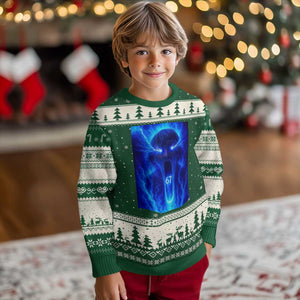 Six Seven Energy Overload Graphic Ugly Christmas Sweater 67 Mason Kid Analog Horror Meme TS02 Forest Green Beige Print Your Wear