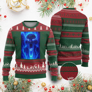 Six Seven Energy Overload Graphic Ugly Christmas Sweater 67 Mason Kid Analog Horror Meme TS02 Red Green Print Your Wear