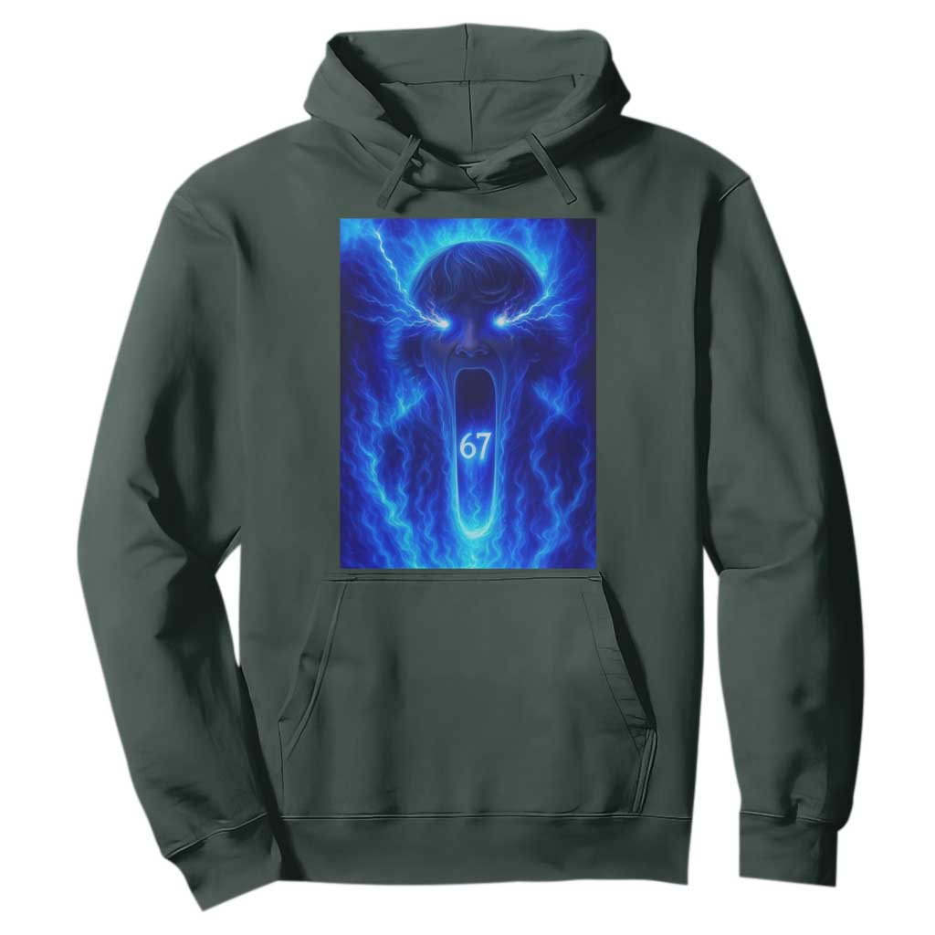 Six Seven Energy Overload Graphic Hoodie 67 Mason Kid Analog Horror Meme TS02 Dark Forest Green Print Your Wear