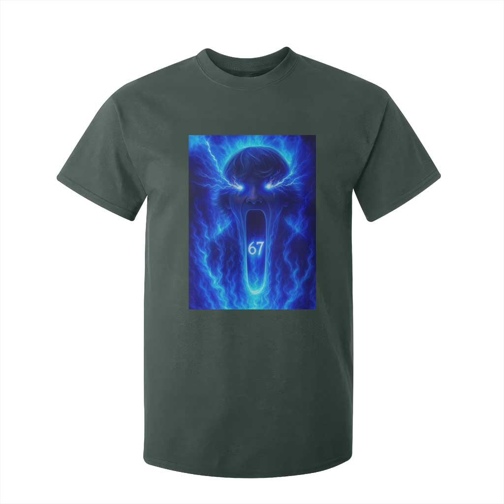 Six Seven Energy Overload Graphic T Shirt For Kid 67 Mason Kid Analog Horror Meme TS02 Dark Forest Green Print Your Wear