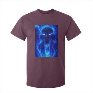 Six Seven Energy Overload Graphic T Shirt For Kid 67 Mason Kid Analog Horror Meme TS02 Maroon Print Your Wear