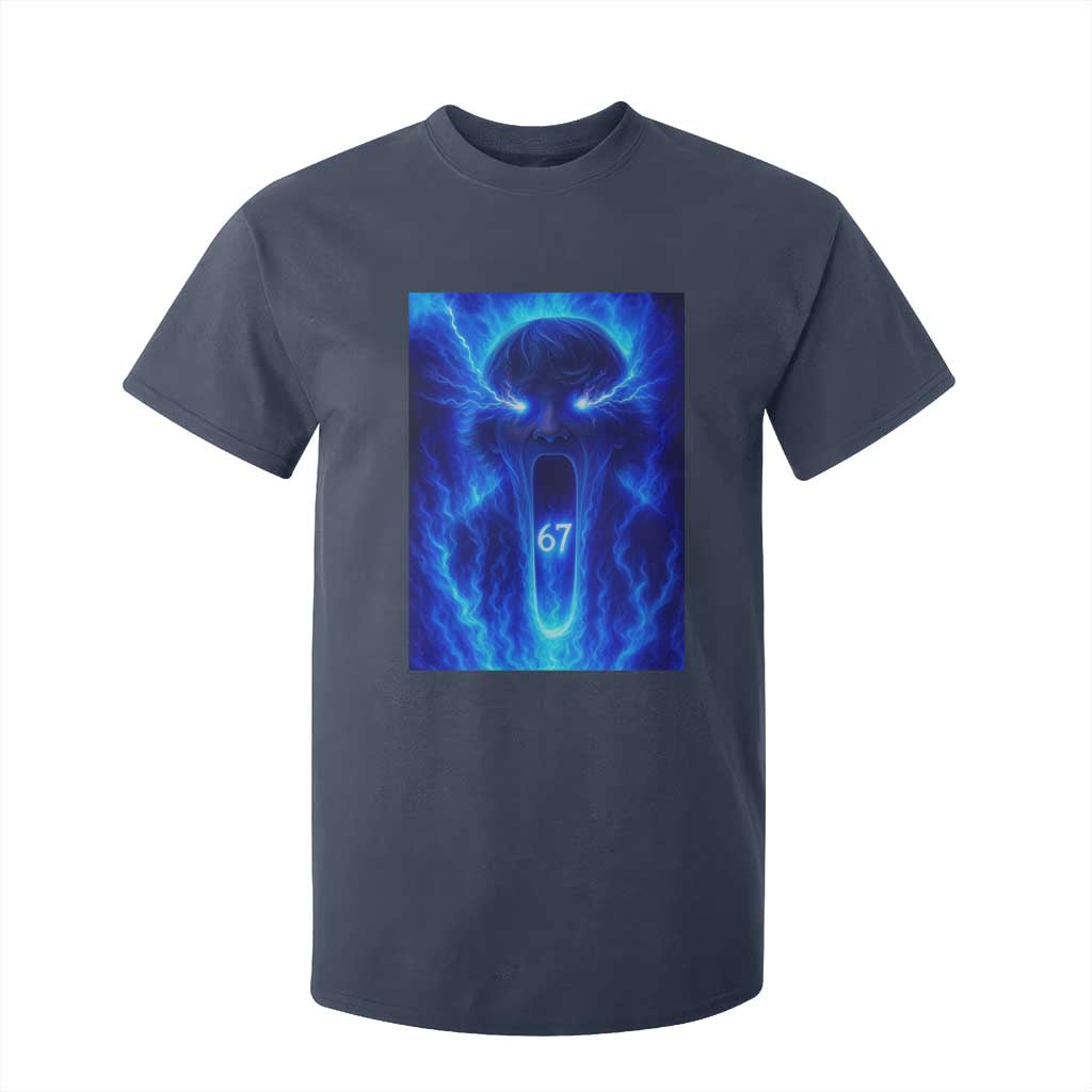 Six Seven Energy Overload Graphic T Shirt For Kid 67 Mason Kid Analog Horror Meme TS02 Navy Print Your Wear