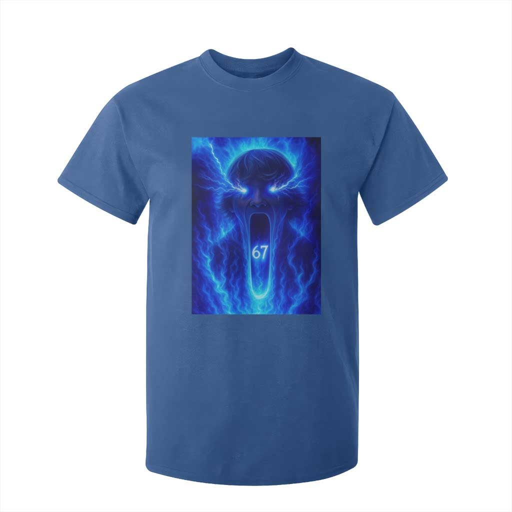 Six Seven Energy Overload Graphic T Shirt For Kid 67 Mason Kid Analog Horror Meme TS02 Royal Blue Print Your Wear