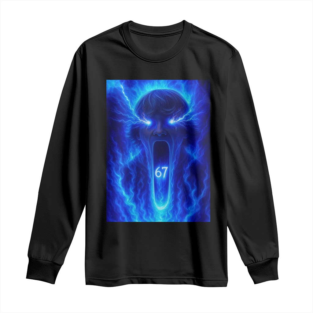 Six Seven Energy Overload Graphic Long Sleeve Shirt 67 Mason Kid Analog Horror Meme TS02 Black Print Your Wear