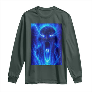 Six Seven Energy Overload Graphic Long Sleeve Shirt 67 Mason Kid Analog Horror Meme TS02 Dark Forest Green Print Your Wear