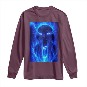 Six Seven Energy Overload Graphic Long Sleeve Shirt 67 Mason Kid Analog Horror Meme TS02 Maroon Print Your Wear
