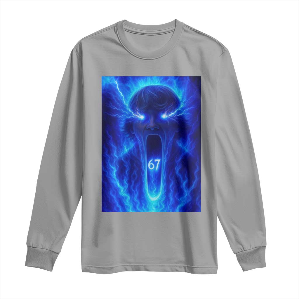 Six Seven Energy Overload Graphic Long Sleeve Shirt 67 Mason Kid Analog Horror Meme TS02 Sport Gray Print Your Wear