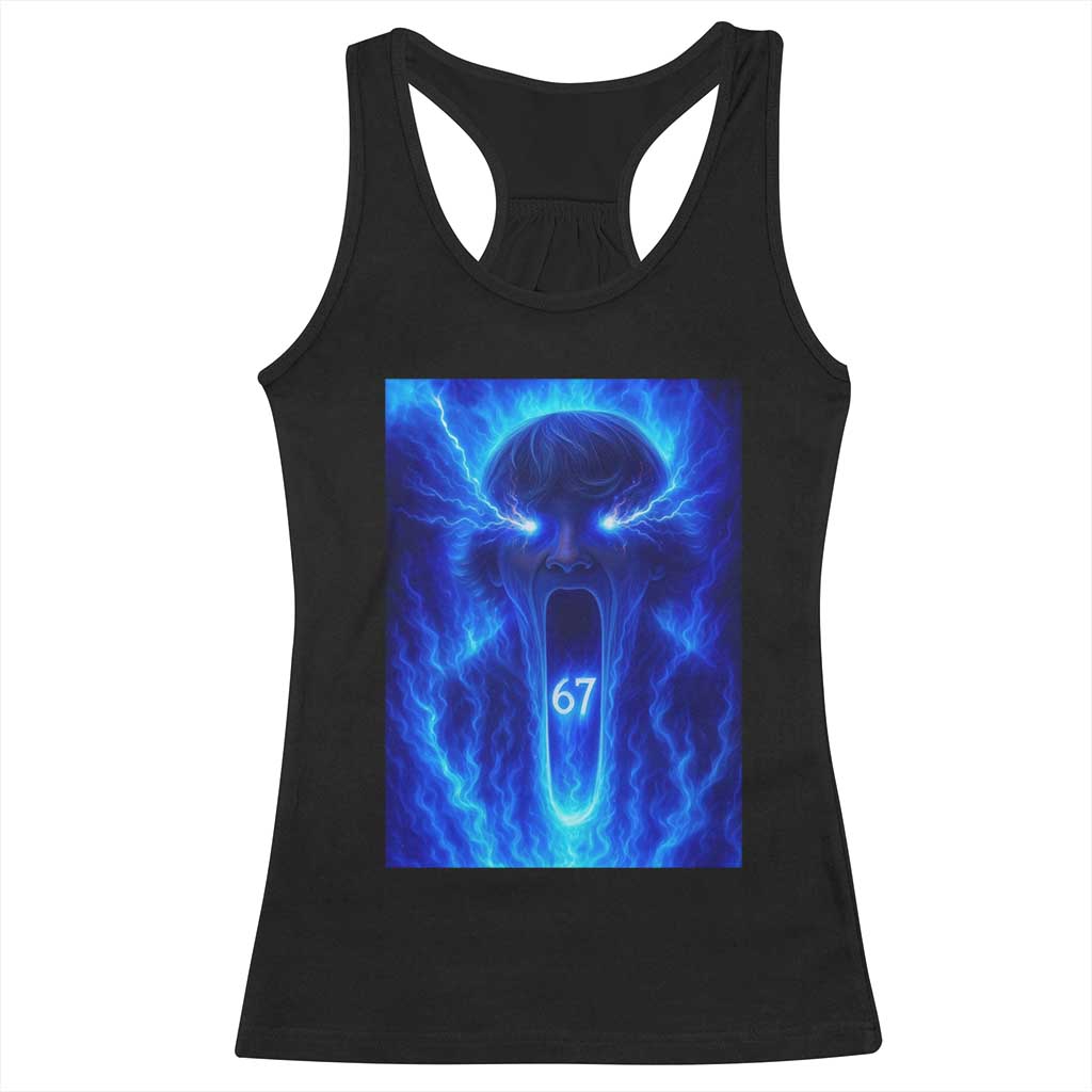 Six Seven Energy Overload Graphic Racerback Tank Top 67 Mason Kid Analog Horror Meme TS02 Black Print Your Wear