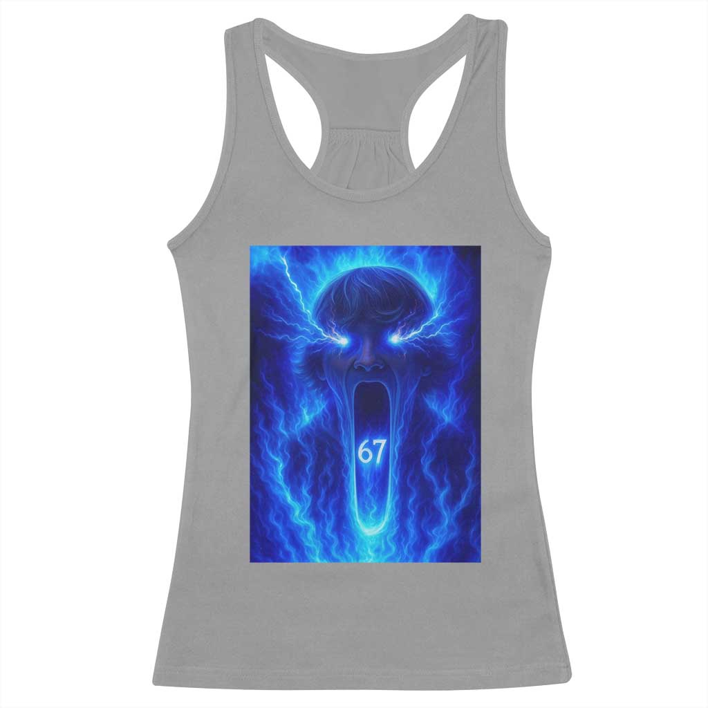 Six Seven Energy Overload Graphic Racerback Tank Top 67 Mason Kid Analog Horror Meme TS02 Sport Gray Print Your Wear