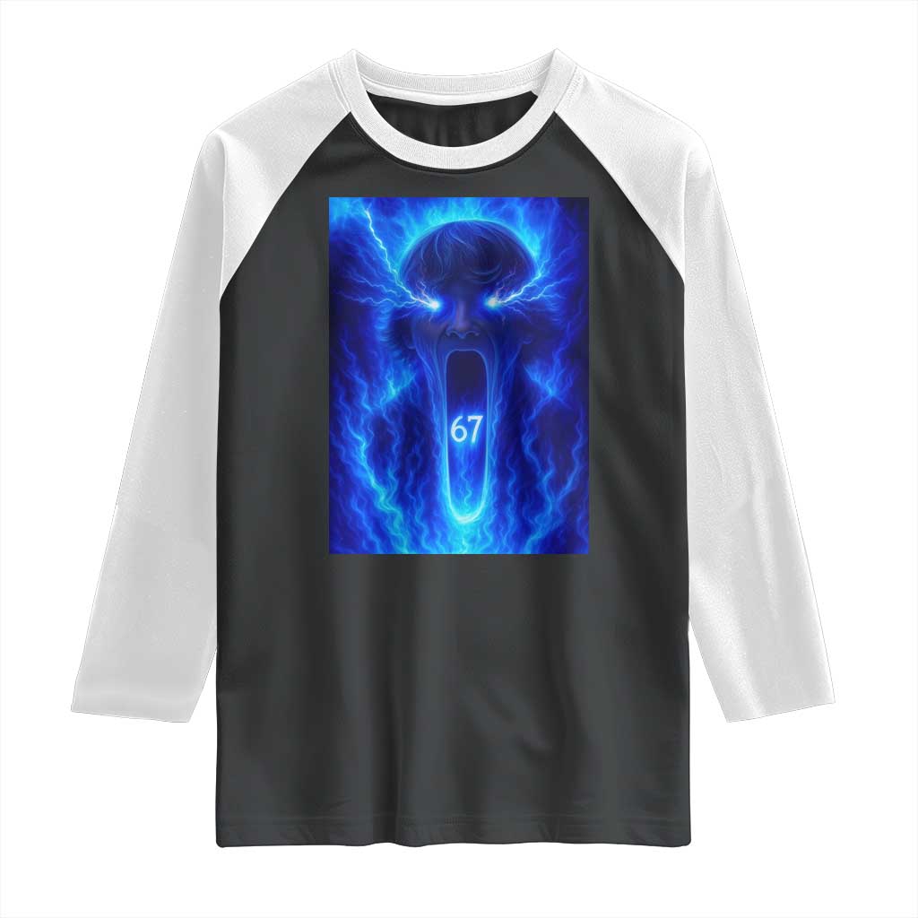 Six Seven Energy Overload Graphic Raglan Shirt 67 Mason Kid Analog Horror Meme TS02 Black White Print Your Wear