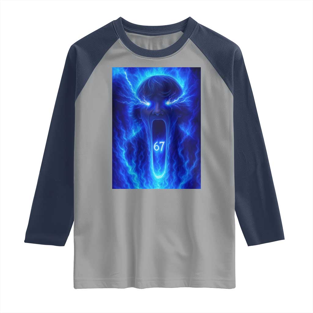 Six Seven Energy Overload Graphic Raglan Shirt 67 Mason Kid Analog Horror Meme TS02 Sport Gray Navy Print Your Wear