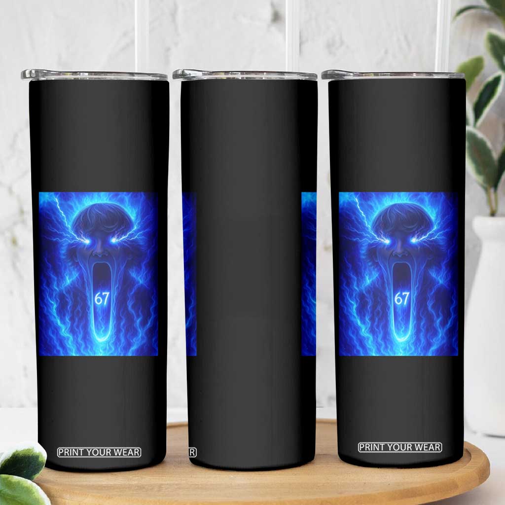 Six Seven Energy Overload Graphic Skinny Tumbler 67 Mason Kid Analog Horror Meme TS02 Print Your Wear