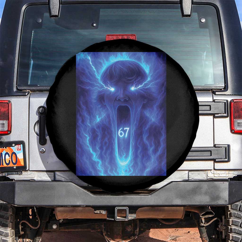Six Seven Energy Overload Graphic Spare Tire Cover 67 Mason Kid Analog Horror Meme TS02 No hole Black Print Your Wear
