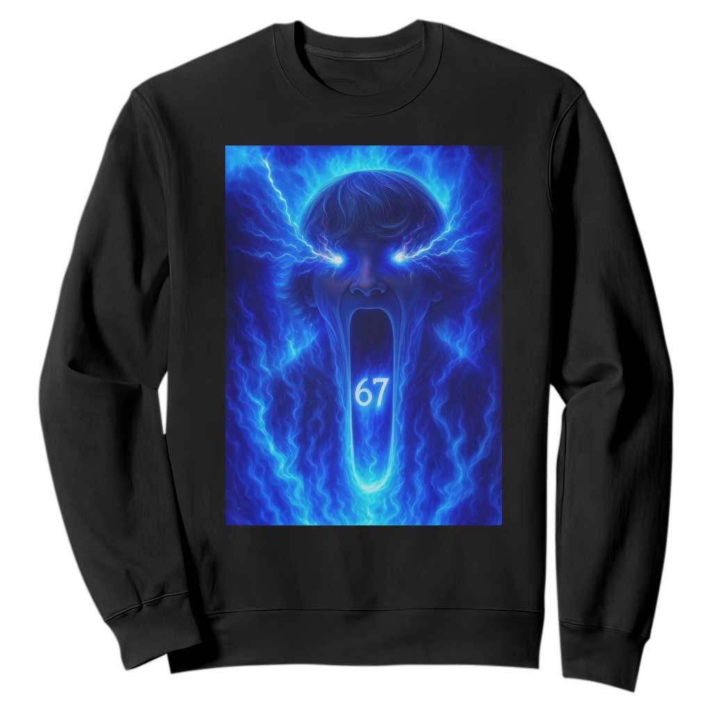 Six Seven Energy Overload Graphic Sweatshirt 67 Mason Kid Analog Horror Meme TS02 Black Print Your Wear