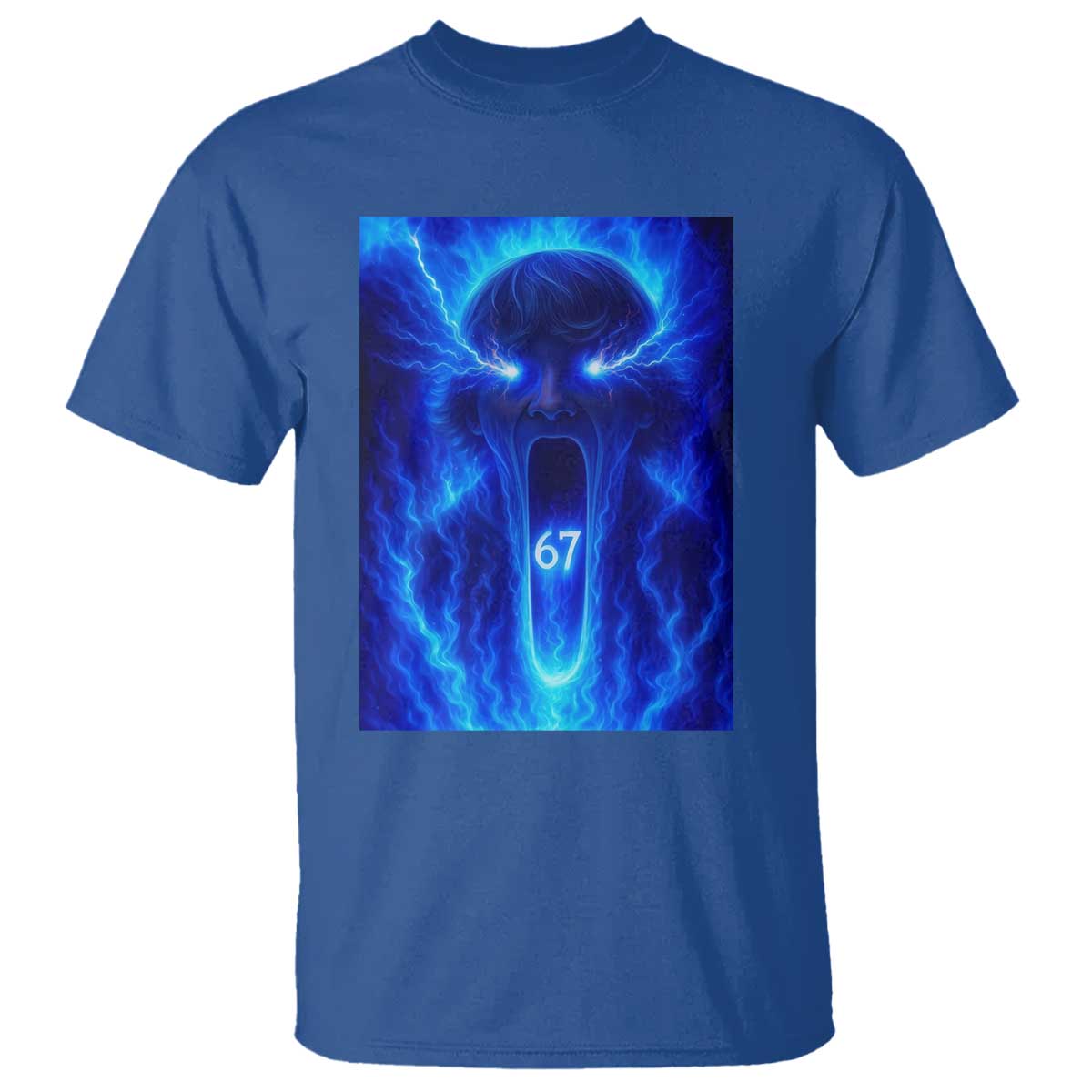 Six Seven Energy Overload Graphic T Shirt 67 Mason Kid Analog Horror Meme TS02 Royal Blue Print Your Wear