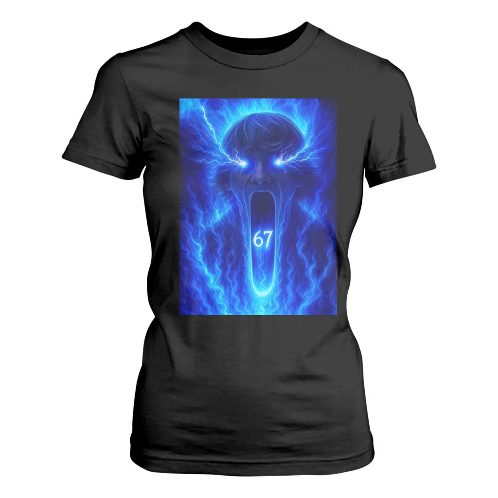 Six Seven Energy Overload Graphic T Shirt For Women 67 Mason Kid Analog Horror Meme TS02 Black Print Your Wear