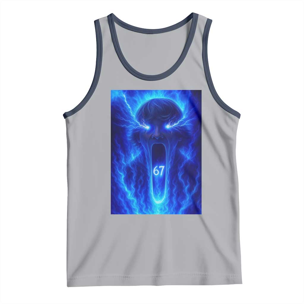 Six Seven Energy Overload Graphic Tank Top 67 Mason Kid Analog Horror Meme TS02 Athletic Heather Navy Print Your Wear
