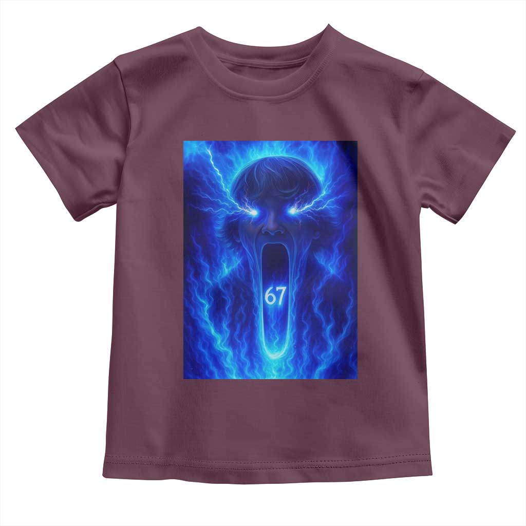 Six Seven Energy Overload Graphic Toddler T Shirt 67 Mason Kid Analog Horror Meme TS02 Maroon Print Your Wear