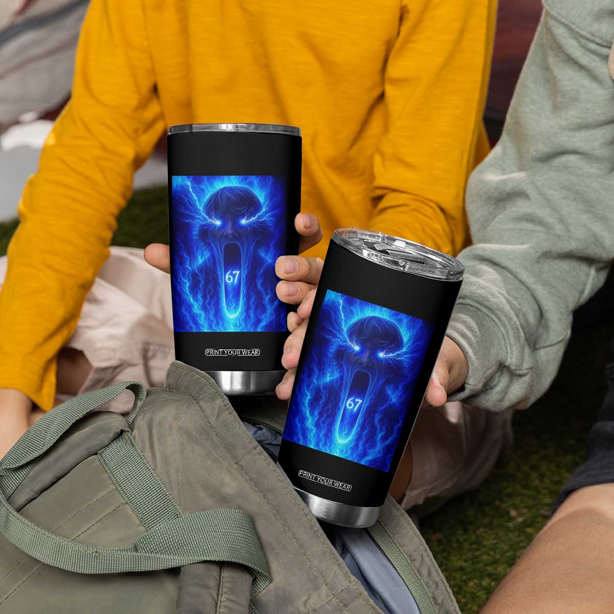Six Seven Energy Overload Graphic Tumbler Cup 67 Mason Kid Analog Horror Meme TS02 Print Your Wear