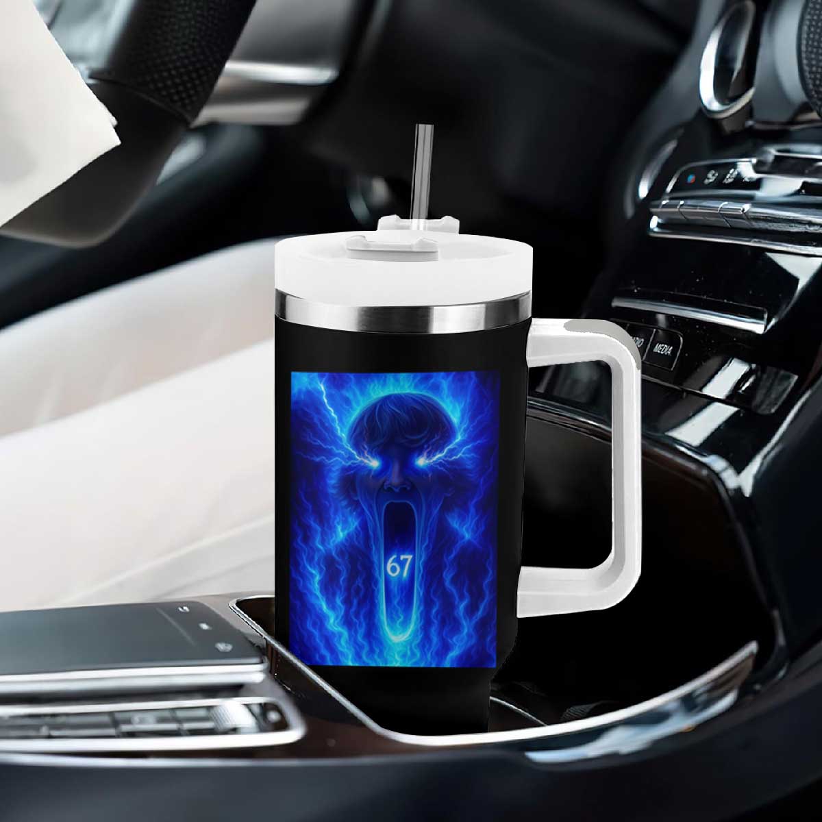 Six Seven Energy Overload Graphic Tumbler With Handle 67 Mason Kid Analog Horror Meme TS02 Print Your Wear