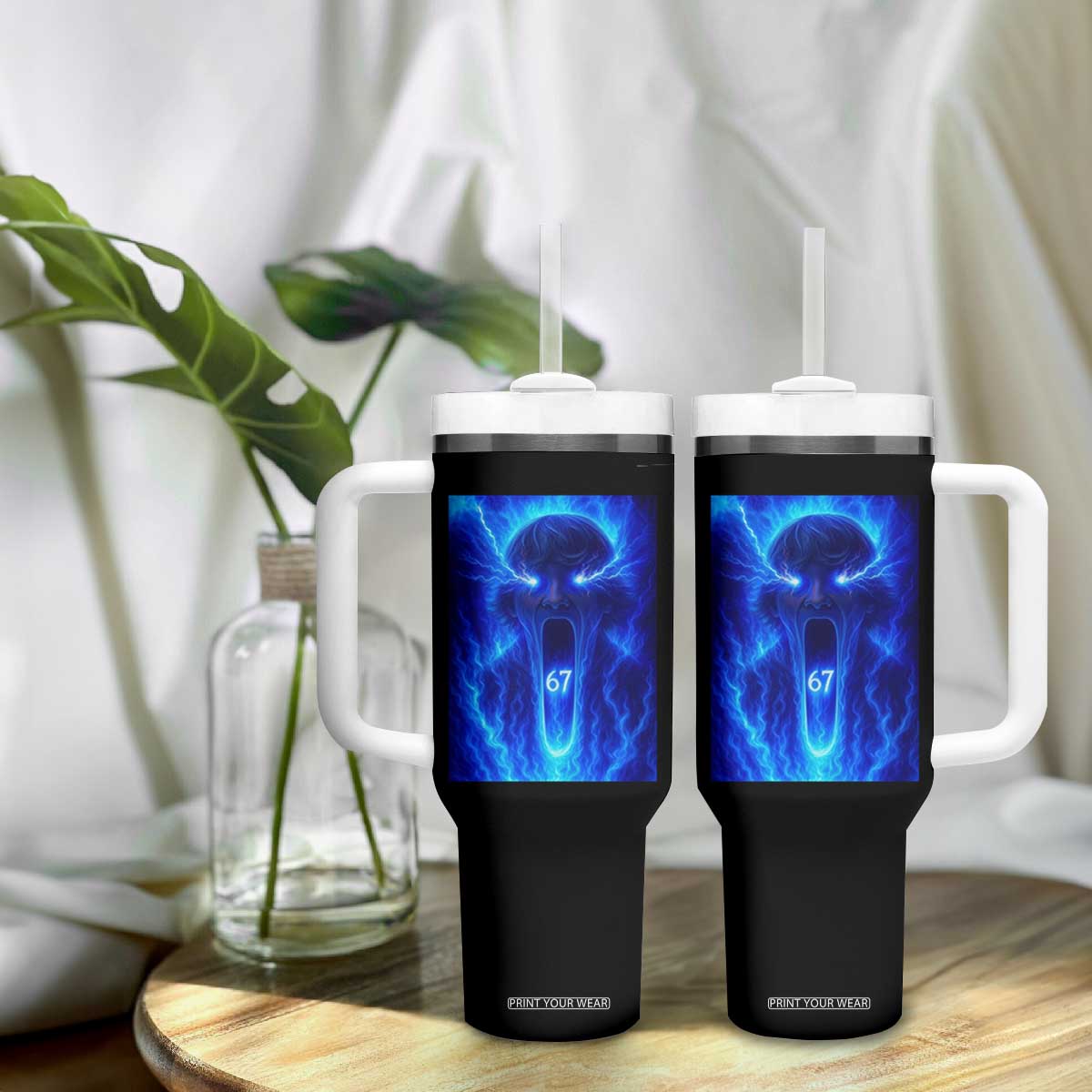 Six Seven Energy Overload Graphic Tumbler With Handle 67 Mason Kid Analog Horror Meme TS02 Print Your Wear