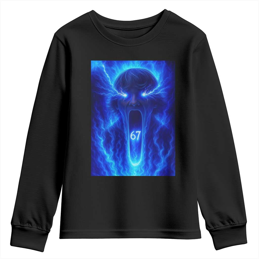 Six Seven Energy Overload Graphic Youth Sweatshirt 67 Mason Kid Analog Horror Meme TS02 Black Print Your Wear