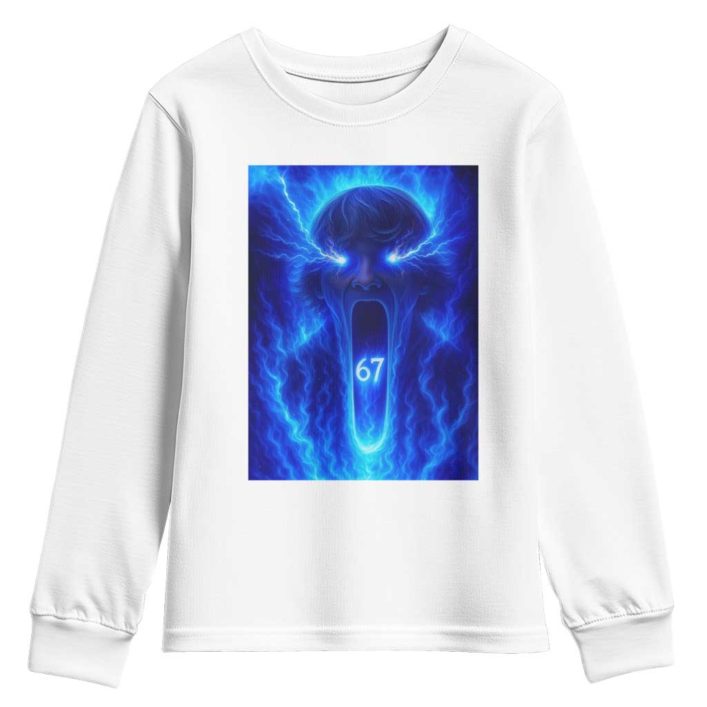 Six Seven Energy Overload Graphic Youth Sweatshirt 67 Mason Kid Analog Horror Meme TS02 White Print Your Wear