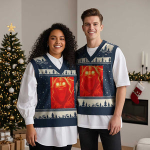 Mason 67 Devil Edit Graphic V-Neck Knit Sweater Vest Viral 6 7 Possession Six Seven Meme TS02 Navy Beige Print Your Wear