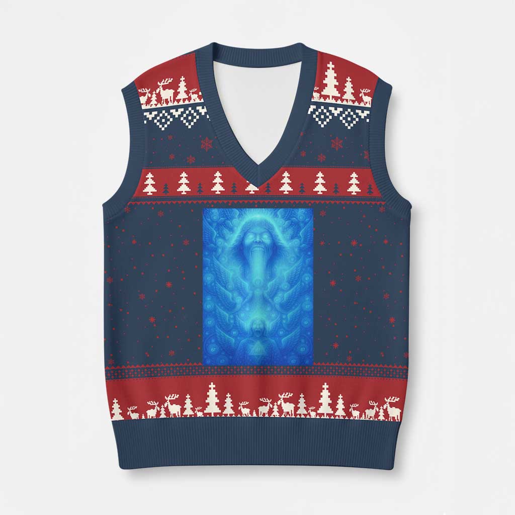 Divine 67 Meme V-Neck Knit Sweater Vest Celestial Mason 6 7 Spiritual Six Seven Angelcore TS02 Navy Red Print Your Wear