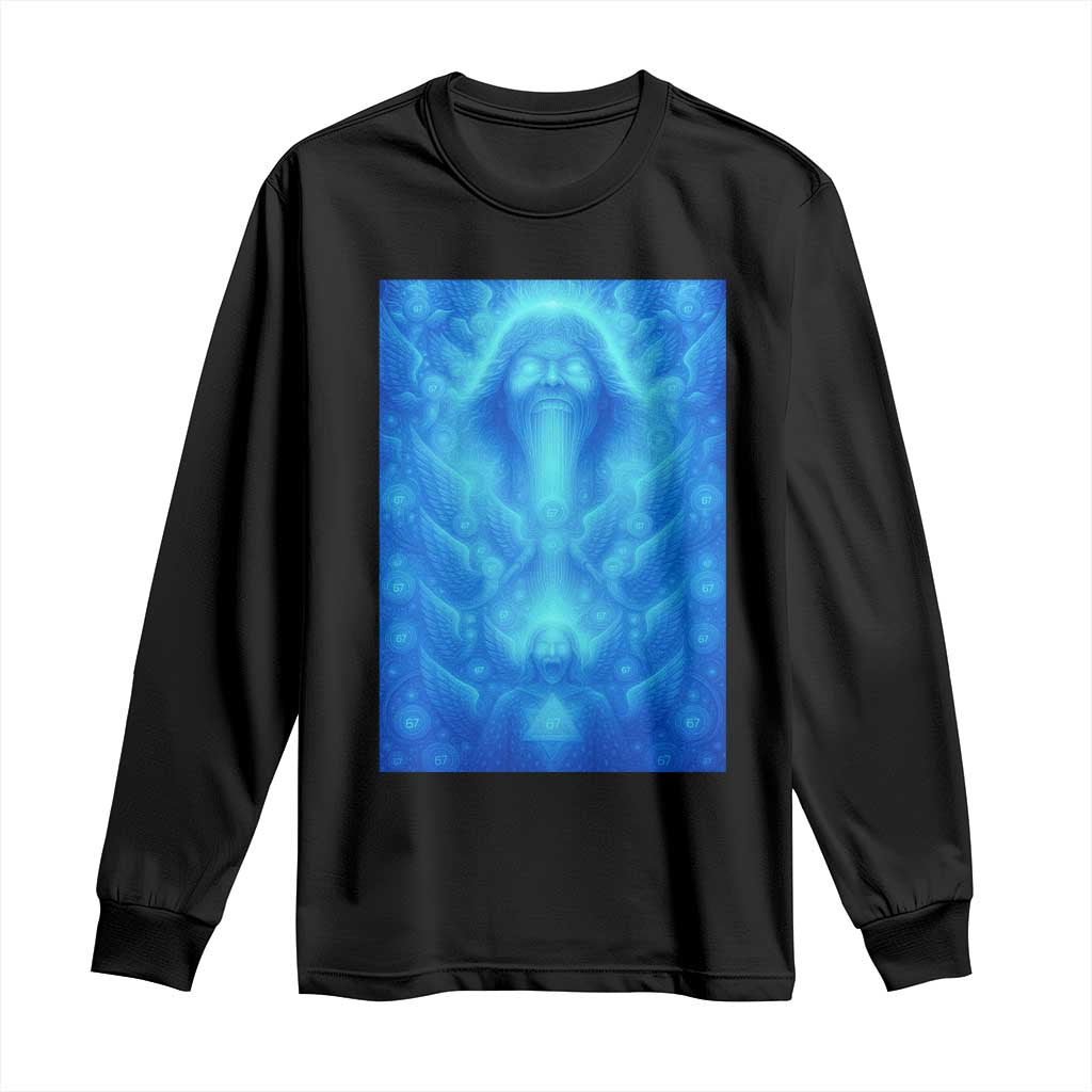 Divine 67 Meme Long Sleeve Shirt Celestial Mason 6 7 Spiritual Six Seven Angelcore TS02 Black Print Your Wear