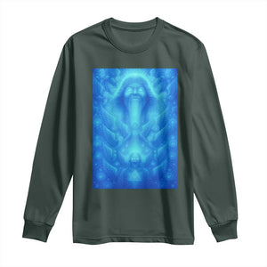 Divine 67 Meme Long Sleeve Shirt Celestial Mason 6 7 Spiritual Six Seven Angelcore TS02 Dark Forest Green Print Your Wear