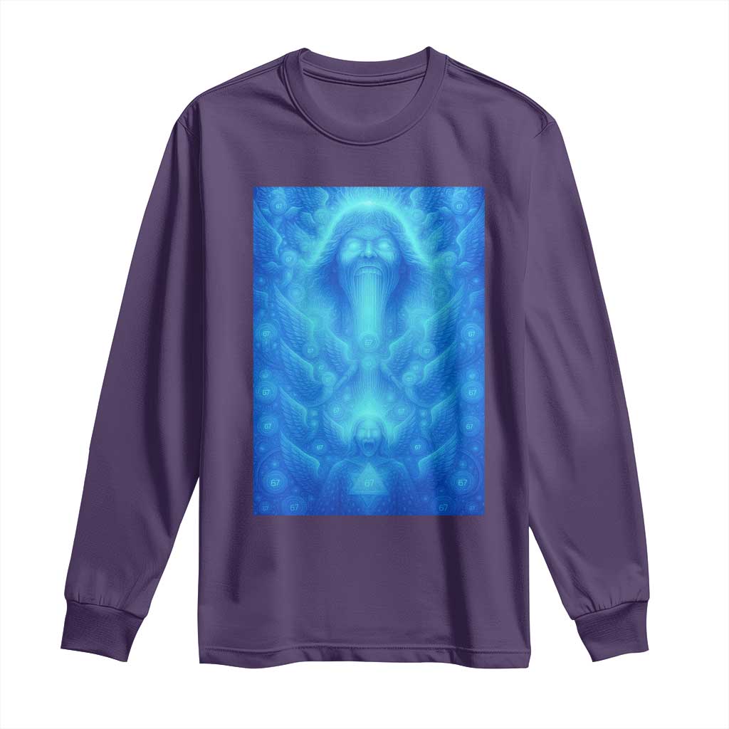 Divine 67 Meme Long Sleeve Shirt Celestial Mason 6 7 Spiritual Six Seven Angelcore TS02 Purple Print Your Wear